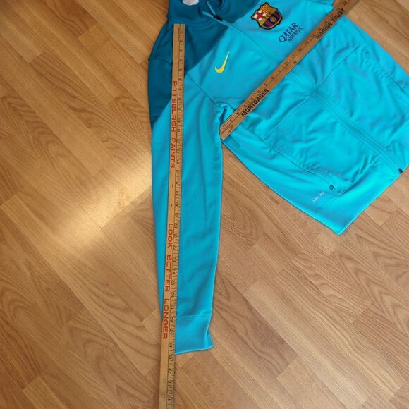 Nike Dri-Fit Soccer Jacket FCB Qatar Airways Mens Small Teal Full Zip - Picture 3 of 7